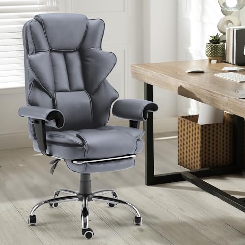 HOMREST Heated Massage Executive Office Chair with Foot Rest,Slate Grey - color: Slate Gray‌