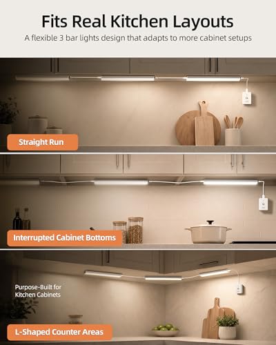 EZVALO Wireless Under Cabinet Lighting System, Ultra-Bright Task Lighting | 360LM, Motion Sensor, 5000mAh Rechargeable Switch Controller, 3Pcs x12 Inch, Dimmable, 3 Color Temps, 4 Work Modes