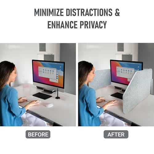 29.1" x 22.8" x 1.2" U-Shaped Desk Divider Partition, No Drill Freestanding Sound Absorbing Privacy Panel, Noise Reducing Cubicle Screen for Office Home & Classroom (Dusty Grey) - color: Grey (U-Shaped)