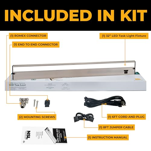 LED Under Cabinet Lighting Hardwired - 32 Inch Satin Nickel | 3CCT, Dimmable, Low-Profile, Linkable Fixture, Plug-In Option & Hi/Low Brightness Control - color: Satin Nickel, size: 32 Inch