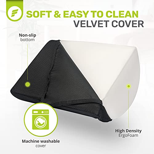 ErgoFoam Ergonomic Foot Rest Under Desk - Premium Velvet Soft Foam Footrest for Desk - Most Comfortable Desk Foot Rest in The World for Lumbar, Back, Knee Pain - Foot Stool Rocker (Black) - size: Regular