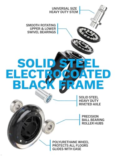 Office Chair Wheels - Replacement Rubber Wheels - Universal Fit 3 Inch Casters, Heavy-Duty Computer Gaming Chair Casters, Smooth & Safe Rolling Noise (Not for 1KEA) (10 Pack Black & Clear) - style: 10 Pack Black & Clear