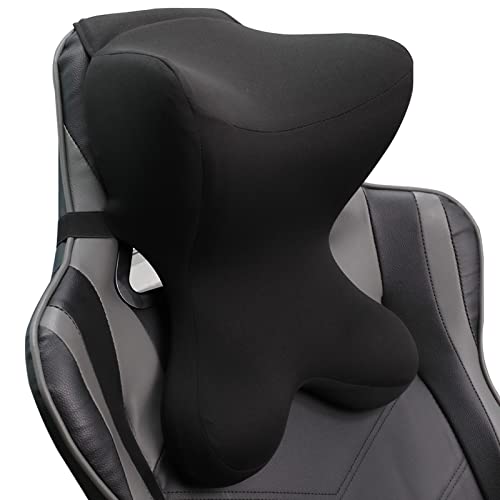 Car Neck Pillow for Driving Seat Car headrest Pillow/Gaming Chair Pillow with Adjustable Strap Removable Cover Ergonomic Design Neck Support Pillow for auto, Office Chair, Gaming Chair(Black) - color: Neck Black