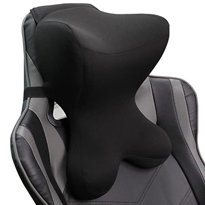 Car Neck Pillow for Driving Seat Car headrest Pillow/Gaming Chair Pillow with Adjustable Strap Removable Cover Ergonomic Design Neck Support Pillow for auto, Office Chair, Gaming Chair(Black) - color: Neck Black