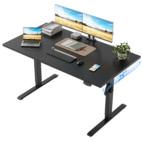 Klicelor 55 x 28 Electric Standing Desk, Sit Stand Up Home Office Desk, Height Adjustable Deep Cumputer Table with Memory Presets and Hooks, Two Pieces, Black - color: Black, size: 55 x 28 Inch