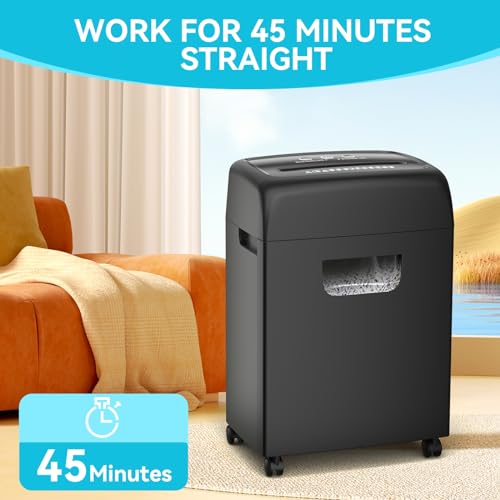 18-Sheet Heavy Duty Cross-Cut Paper Shredder with 5.28 Gallon Pullout Bin - P-4 Security Level Paper Shredder for Home Office Use, 45-Min Continuous Operation & Ultra-Quiet 62 dB Performance