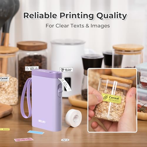 Nelko P21 Label Maker Machine with Tape, Bluetooth Label Printer, Purple - color: Purple