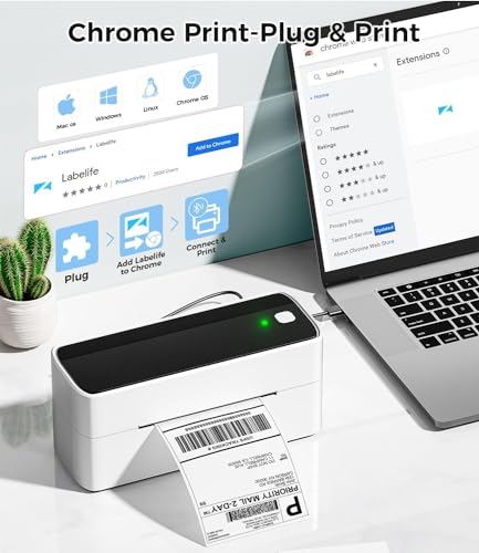Phomemo Thermal Shipping Label Printer 241BT Black White | Wireless Label Printer for Small Business and Shipping Package, Compatible with iPhone, Android, Shopify, Amazon, USPS - color: White