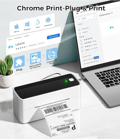 Phomemo Thermal Shipping Label Printer 241BT Black White | Wireless Label Printer for Small Business and Shipping Package, Compatible with iPhone, Android, Shopify, Amazon, USPS - color: White