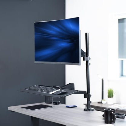 VIVO Sit-Stand Height Adjustable Pneumatic Spring Arm Keyboard Tray Desk Mount for 1 Screen up to 32 inches STAND-SIT1B - size: Desk Mount - Single