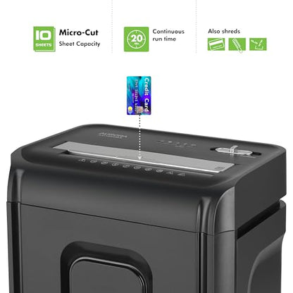 Aurora AU1085MA High-Security 10-Sheet Micro-Cut Paper and Credit Card Shredder with 4-Gallon Pullout Wastebasket/ 20 min Run Time - size: 10-Sheet MicroCut
