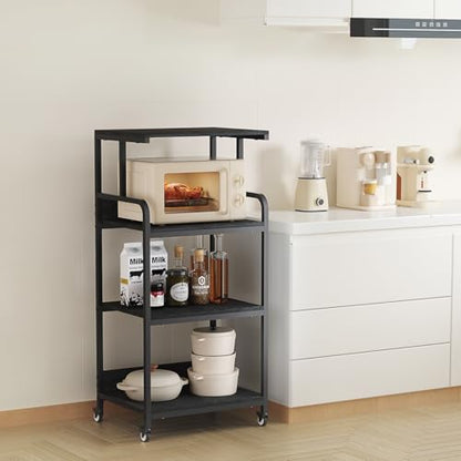 4 Tier Printer Stand with Wheels, Extra Large Tall Printer Table for Home Office, Printer and Shredder Stand with Storage Shelf (Black) - color: Black