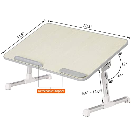 Amazon Basics Portable Foldable Adjustable Laptop Stand Tray Table Lap Desk for Bed and Couch, Fits up to 17-Inch Laptop, 12"x20", Cream - size: Medium