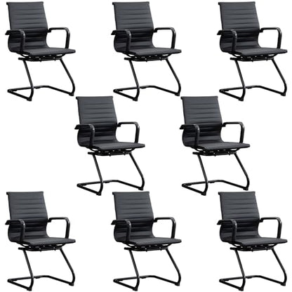 Office Guest Reception Chair Set of 8, Conference Room Chairs Waiting Room Chairs 8 Pack, Modern Leather Office Desk Chair No Wheels.（Matte Black） - color: Matte Black, size: 8 Pack