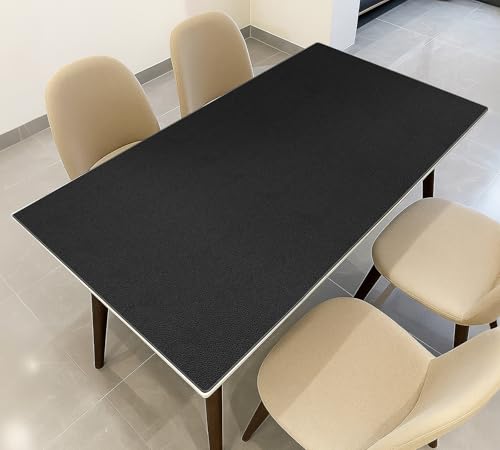 Warmstar Leather Table Cover 12 x72 Inch, 1.8MM Thick PVC Table Protector Waterproof, Desk Cover Protector Non-Slip Table Pad for Kitchen, Dresser, Gaming Desk,Dining Room Table - color: Black, size: 12" x 72"
