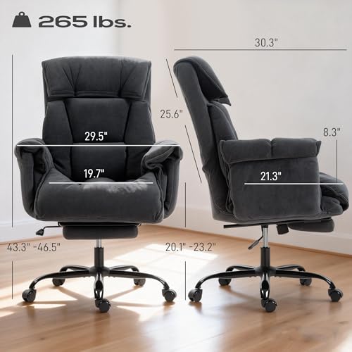 HOMCOM Executive Office Chair Comfy with Foot Rest, Reclining Swivel Computer Desk Chair with High Folding Back, Thick Cushion, Padded Armrest, Adjustable Height, Rolling Wheels, Dark Gray - color: Dark Gray