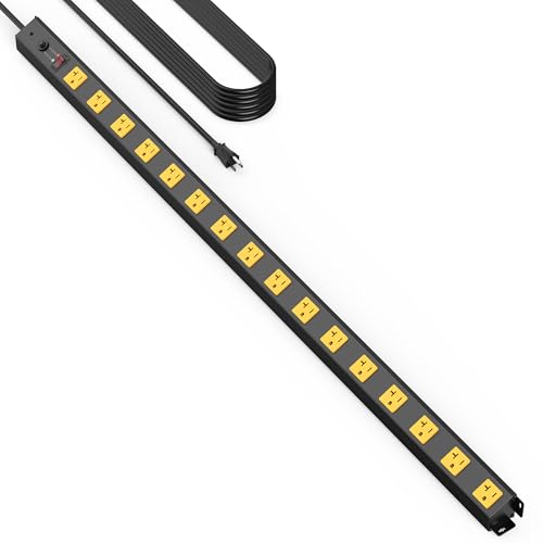 HHSOET 16 Outlet Long Power Strip, 12 Gauge Extension Cord. Yellow, 15FT. - color: Yellow, size: 15ft