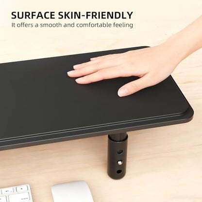 AFOOYO Dual Monitor Stand for Desk, Adjustable Height Wood Computer Riser, Ergonomic Monitor Shelf for Laptop, Printer, TV, Black - Large Storage Space, Sturdy Desk Organizer for Home & Office,Black
