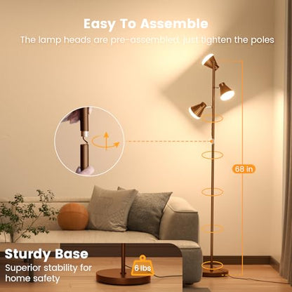 SIBRILLE 36W LED Tree Floor Lamp with Remote for Living Room Bedroom - color: Brown