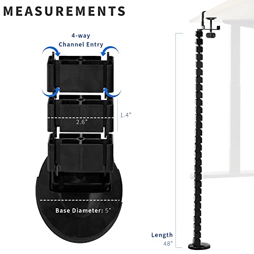 VIVO Black Clamp-on Desk Vertebrae Cable Management Kit, DESK-AC01P-B - color: Black
