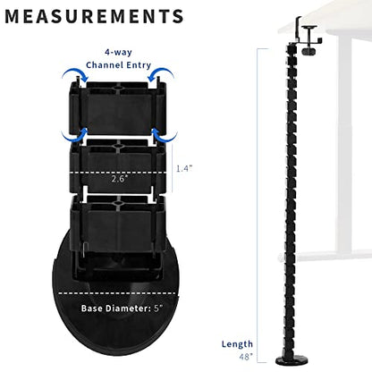 VIVO Black Clamp-on Desk Vertebrae Cable Management Kit, DESK-AC01P-B - color: Black