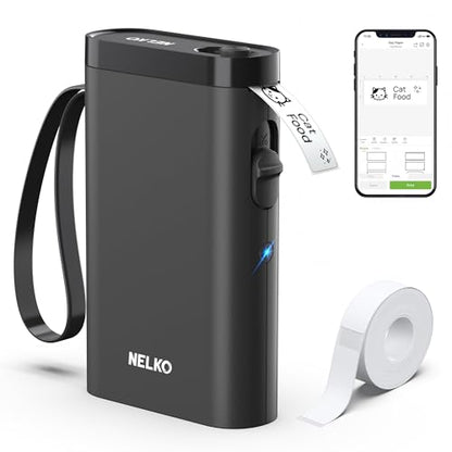 Nelko P21 Label Maker Machine with Tape, Bluetooth Label Printer, Black - color: Black