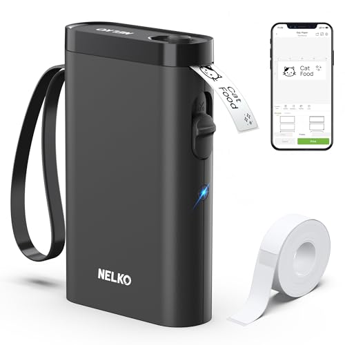 Nelko P21 Label Maker Machine with Tape, Bluetooth Label Printer, Black - color: Black