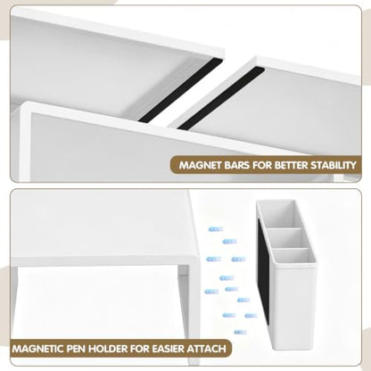 LEKETREE Dual Monitor Stand Riser with Drawer and 2 Pen Holders, White - color: White