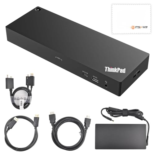 Thinkpad 40B00300 Thunderbolt 4 Universal Docking Station for Laptops, 4 External Displays, Power Charging up to 230W + ITSPWR Bundle Contains HDMI 4K Cable + DP Cable+ Cleaning Cloth - style: 300W