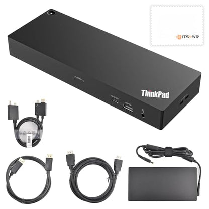 Thinkpad 40B00300 Thunderbolt 4 Universal Docking Station for Laptops, 4 External Displays, Power Charging up to 230W + ITSPWR Bundle Contains HDMI 4K Cable + DP Cable+ Cleaning Cloth - style: 300W