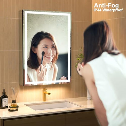 20 * 28 Right Hinge LED Bathroom Mirror Cabinet, Aluminum Medicine Cabinet | Light Adjustable, Sockets & USBs inside, Anti-Fog, Easy to Install - color: 20*28 Right Hinge