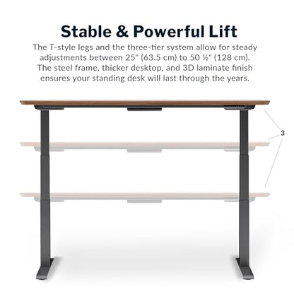 Vari Classic Electric Standing Desk – 72x30 – Walnut/Slate - color: Walnut Top / Slate Legs, size: 72 in x 30 in