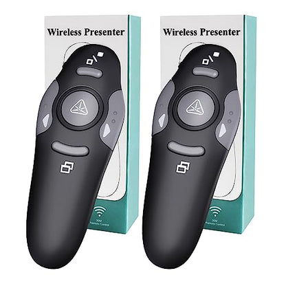 (2 Units) Wireless Presentation Clicker for PowerPoint, Wireless Presenter Remote with Laser Pointer Slide Clickers for Mac/Windows/Linux, Computer/Laptop, Google Slide/PPT/Keynote - style: 2 Units