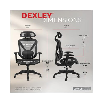 Staples Dexley Ergonomic Mesh Swivel Task Chair, Black
