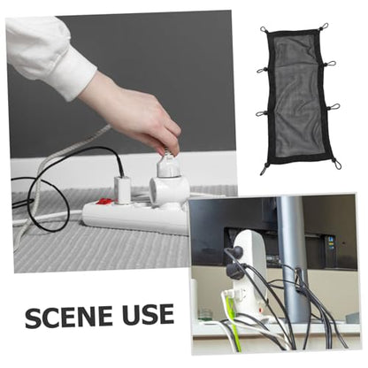 VILLCASE 1set Desk Wire Management Net Bag Table Bottom Socket Storage Mesh Cable Organizer for Under Desk