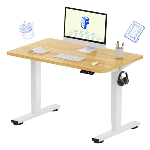 FLEXISPOT EN1 40"x24" One-Piece Standing Desk, Maple | 176 LBS Capacity, Seamless Desktop, Home Office, 4 Memory Presets, Dual Monitor Setup, Anti-Collision - color: Maple (White Frame), size: 39.4 x 23.6 in