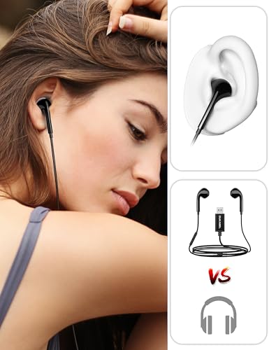 DUKABEL USB Wired Earbuds, PC Headphone with Mic for PC/ PS4/ PS5-6Feet