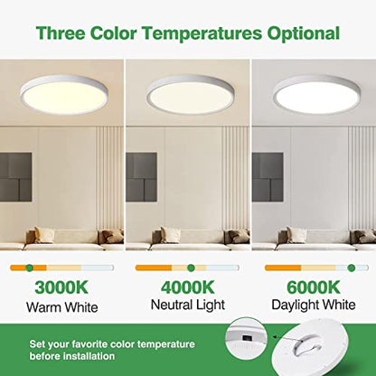 9Inch 4PK White LED Flush Mount Ceiling Light,18W,1860LM, 3CCT Selectable | 3000K/4000K/6000K CCT Selectable, White Close to Ceiling Round Flat Panel Light, Super Slim LED Ceiling Light for Bedroom - color: White, size: 9"-4PK