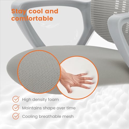 Sweetcrispy Executive Home Office Chair, Mesh Office Chair, Grey - color: Grey, size: 18.5"D&Fixed Arm-Plus