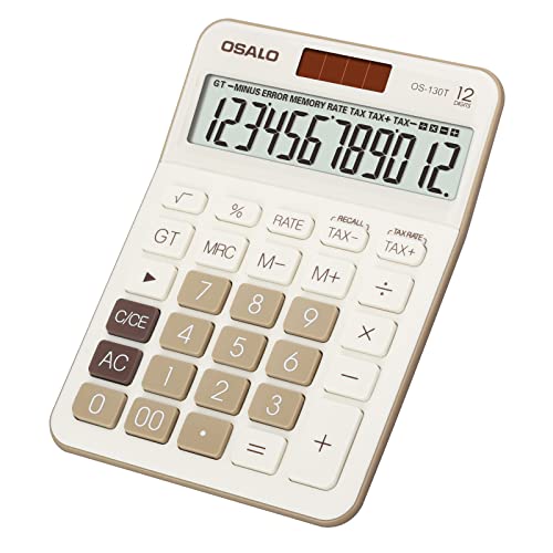 Pendancy Desk Calculator Large Display, 12-Digit, Big Buttons, Tax Keys - color: 130T-Brown, size: Large