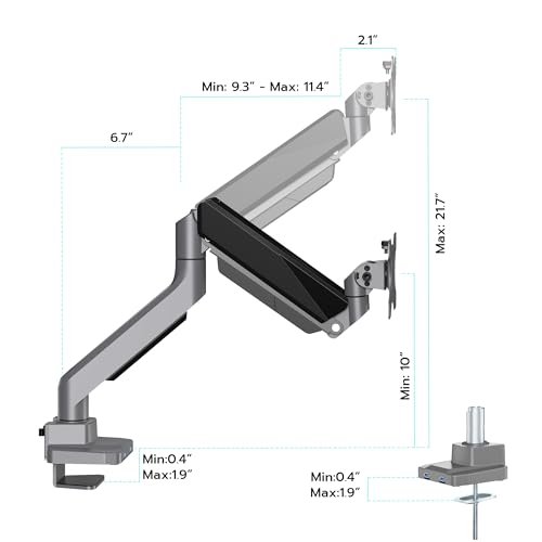 Heavy Duty Single Monitor Mount for 13"-49" Curved Screens with USB, Gray - color: Grey, style: with USB