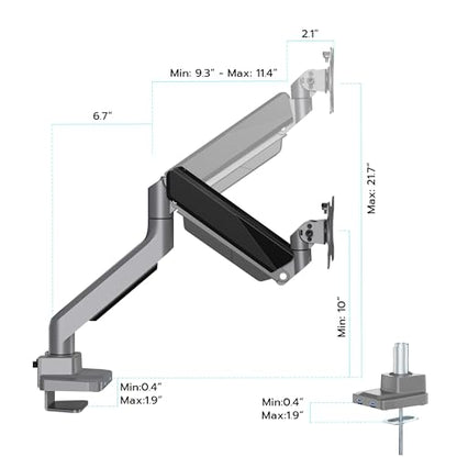 Heavy Duty Single Monitor Mount for 13"-49" Curved Screens with USB, Gray - color: Grey, style: with USB