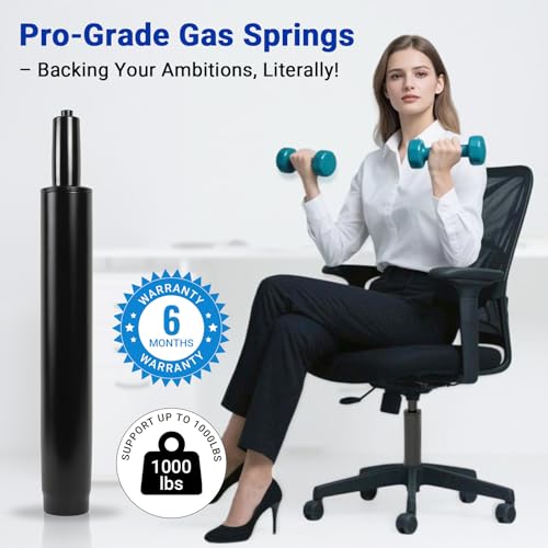 14-22 Inches Extra Long Office Chair Cylinder, TOP-Activated - color: Matte Black, size: 8‘’ Height Range