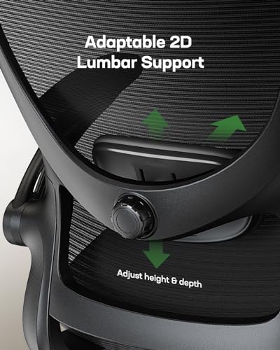 Marsail Ergonomic Office Chair Desk Chair with 3D PU Armrests and Adjustable Lumbar Support Breathable Mesh Chair Executive Rolling Swivel Comfy Task Chair for Home Office Gaming Black - color: Black