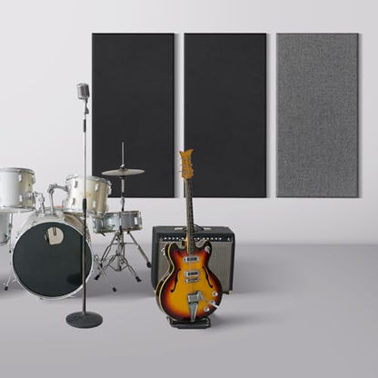 2 Pack Acoustic Panels 47.2"x23.6"x2" Soundproof Fiberglass Panels,Black - color: Black, size: 47.2" x 23.6"-2pcs