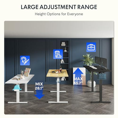 FLEXISPOT 60"x24" Electric Standing Desk, Black | One-Piece Desktop, 1" Thick Top, Height Adjustable, Stable Steel Frame, Home Office & Multi-Monitor Setup - color: Black, size: 60x24"