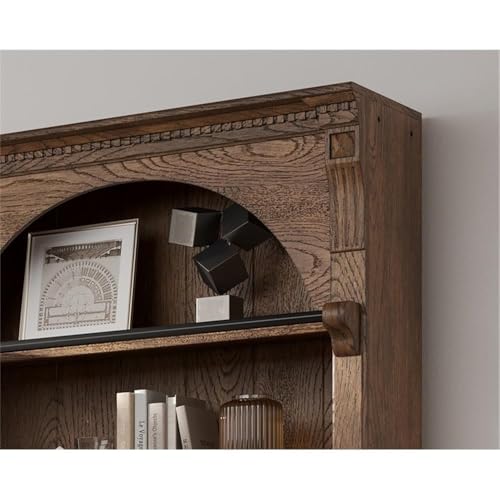 Traditional 8' Tall Wood Bookcase Wall With Ladder Office Bookcase Brown