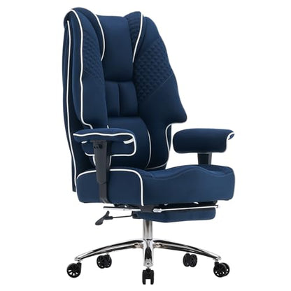 EXCEBET Big and Tall Executive Office Chair 400lbs Wide Seat, Mesh Grey | Retractable footrest, 135° recline, Lumbar support, Ergonomic high back, Breathable mesh, Thick cushion, Padded armrests - color: Mesh Blue
