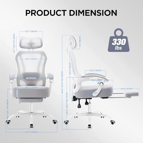 Ergonomic Office Chair with Footrest,Ultra Thick Desk Chair,Grey - color: Grey
