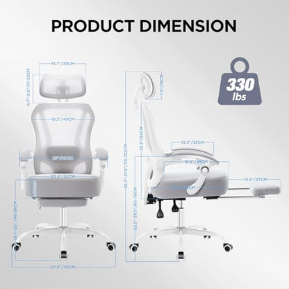 Ergonomic Office Chair with Footrest,Ultra Thick Desk Chair,Grey - color: Grey